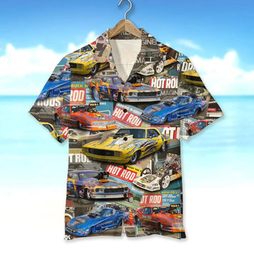 Maxcorners Personalized Drag Racing Car Hawaiian Shirt, Gift For Racing Lovers, Custom Photo Car Aloha Shirts (Up to 5 photos)