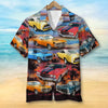 Maxcorners Personalized Muscle Car Hawaiian Shirt, Beach Sunset Pattern, Custom Photo Car Aloha Shirts (Up to 5 photos)