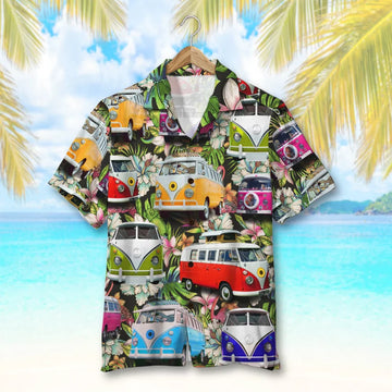 Maxcorners Personalized Volkswagen Campervan Car Hawaiian Shirt, Custom Photo Car Aloha Shirts
