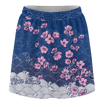 Maxcorners Customized Bowling Trouser Skirts With Shorts Underneath, Bowling Flowers Cherry Blossom Skorts With Pockets
