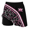 Maxcorners Customized Bowling Trouser Skirts With Shorts Underneath, Black Pink Bowling Pattern Skorts With Pockets