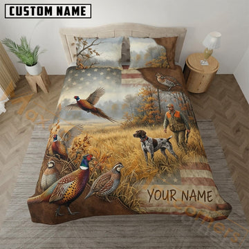 Maxcorners Pheasant Hunting Rustic Autumn Field Bedding Set 3D Print Custom Name