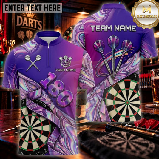 Maxcorners Darts Purple Lightning Dartboard Personalized Name 3D Unisex Shirt