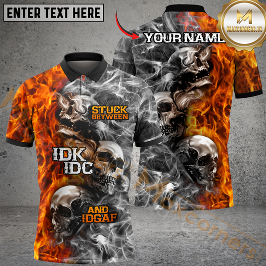 Maxcorners Darts Skull Mutilcolor Options Personalized Name, Team Name 3D Polo Shirt