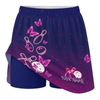 Maxcorners Customized Bowling Trouser Skirts With Shorts Underneath, Bowling Navy Pink Neon Butterfly Skorts With Pockets