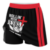 Maxcorners Customized Bowling Trouser Skirts With Shorts Underneath, Bowling Rollin With Jesus With Pockets