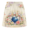 Maxcorners Customized Bowling Trouser Skirts With Shorts Underneath, Bowling Pastel Flower Christian With Pockets