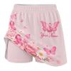 Maxcorners Customized Bowling Trouser Skirts With Shorts Underneath, Bowling Pink Ribbon Butterfly Flower With Pockets