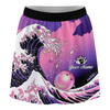 Maxcorners Customized Bowling Trouser Skirts With Shorts Underneath, Bowling Purple Pink Ocean Wave With Pockets
