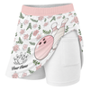 Maxcorners Customized Bowling Trouser Skirts With Shorts Underneath, Bowling Pink Floral White Pastel With Pockets