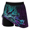 Maxcorners Customized Bowling Trouser Skirts With Shorts Underneath, Bowling Maori Tattoo Neon Teal Purple With Pockets