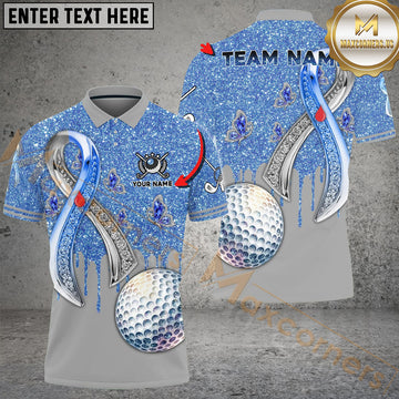 Maxcorners Golf Awareness Edition Personalized Name, Team Name 3D Shirt (4 Colors)
