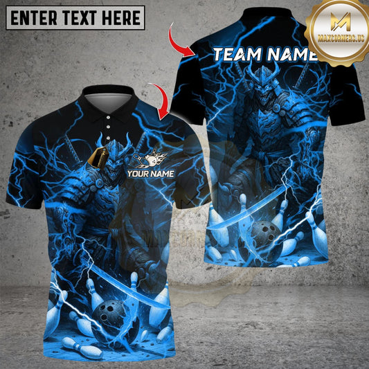 Maxcorners Oni Samurai Warrior With Bowling Design Multicolor Customized Name, Team Name 3D Shirts