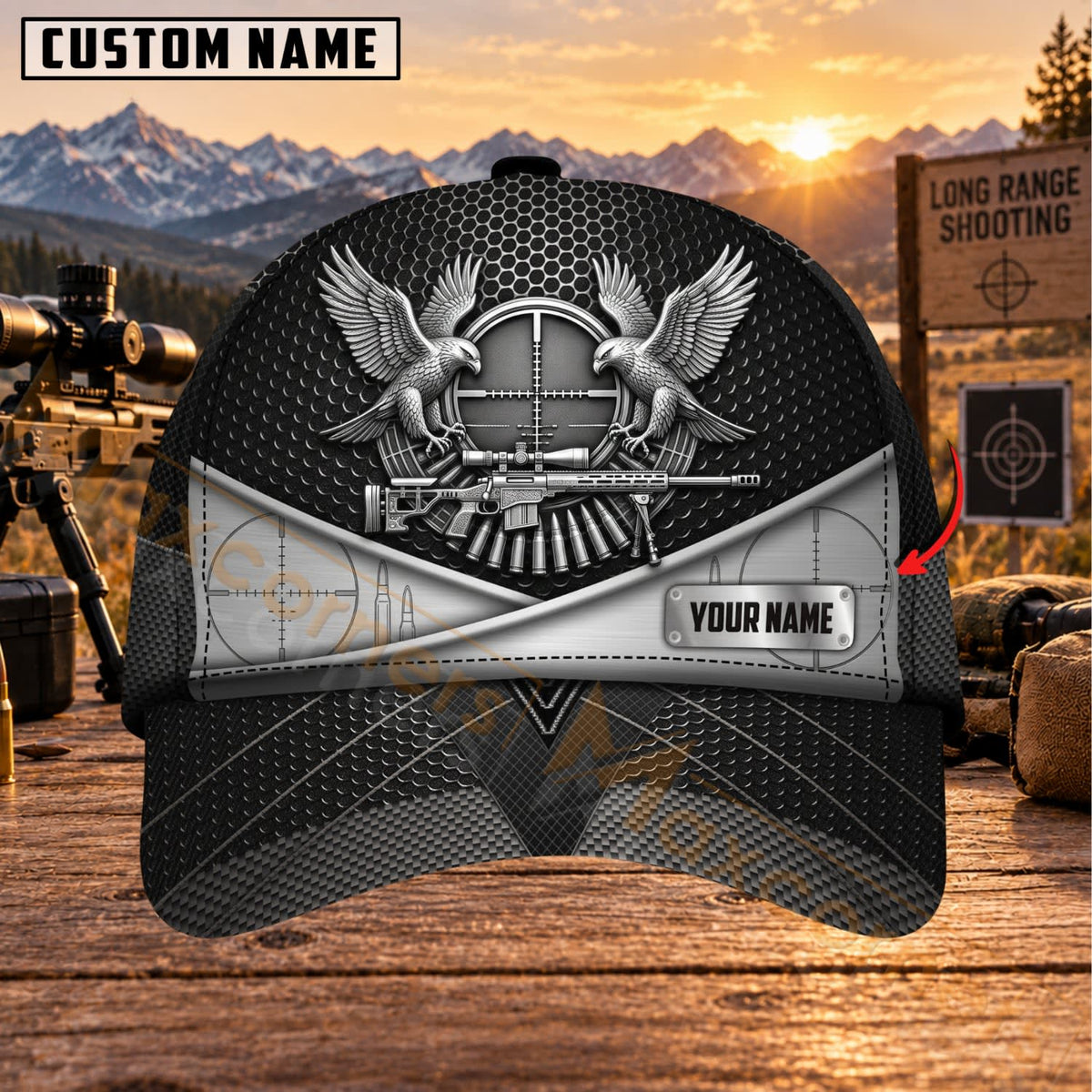 Maxcorners Long Range Shooting Eagle Crest Tactical Personalized Name 3D Cap