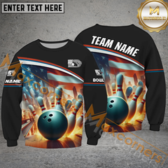Maxcorners Digital Ball Us Flag Bowling Jersey Customized Name, Team Name 3D Polo Shirt
