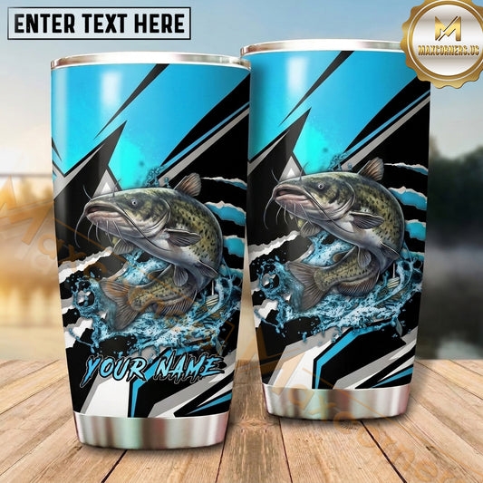 Maxcorners Fishing Tumbler Aqua Black Lightning Splash Design Personalized Name Tumbler (13 Species)