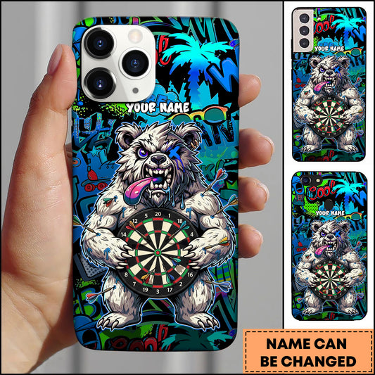 Maxcorners Graffiti Angry Bear Street Art Dartboard Personalized Name 3D Phone Case