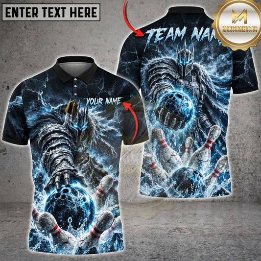 Maxcorners Bowling Cyber Armor Arm Glowing Lightning Ball Shattered Pins Graphic Multicolor Customized Name, Team Name 3D Shirts