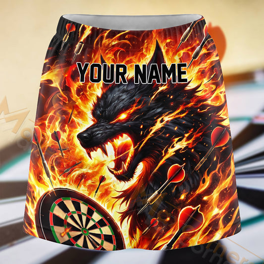 Maxcorners Darts Fire Dragon Dartboard Personalized 3D Skort, Skirts With Shorts