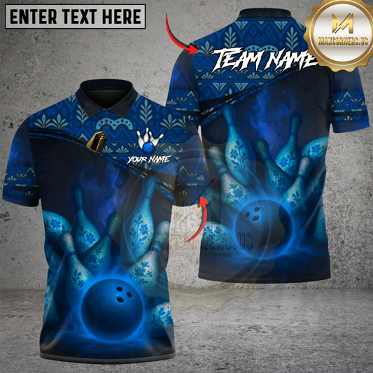 Maxcorners Ethnic Pattern Bowling Master Multicolor Customized Name, Team Name 3D Shirts