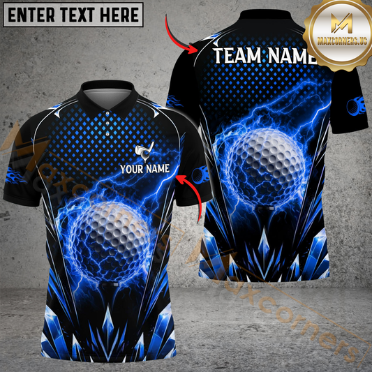 Maxcorners Golf Thunder Ice Power Design Personalized Name, Team Name 3D Shirt (4 Colors)