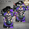 Maxcorners Skull & Roses Bowling Multicolor Customized Name, Team Name 3D Shirts