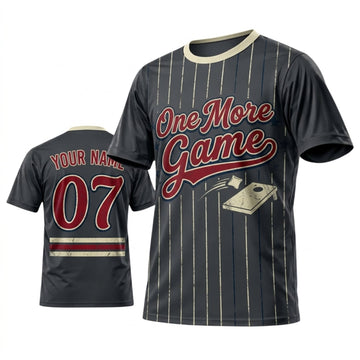 Maxcorners Cornhole One More Game Black Pinstripe Personalized Name 3D Unisex Shirt