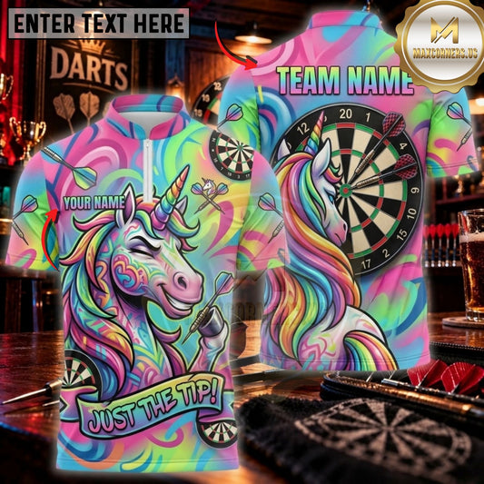 Maxcorners Darts & Colorful Unicorn Fantasy Graphic Customized Name, Team Name 3D Shirts