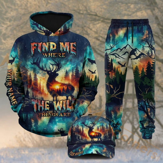 Maxcorners Hunting Find Me In The Wild Deer Mountain Sunset Camo Personalized 3D Shirts
