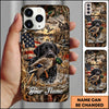 Maxcorners Duck Hunting Yellow Labrador Retriever American Flag Sunset Personalized Name 3D Phone Case - Black Labrador Retriever - Mallard