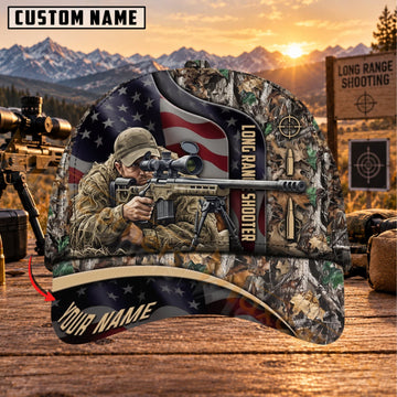 Maxcorners Long Range Shooting Patriotic Soldier Sniper Personalized Name 3D Cap