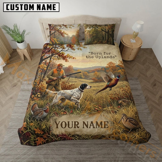 Maxcorners Pheasant Hunting Autumn Meadow Pointer Dog Bedding Set 3D Print Custom Name
