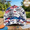 (3 Colors) Maxcorners Disc Golf American Flag Player & Chain Basket Personalized Name 3D Cap LM3009