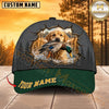 Maxcorners Dog Hunting And Duck Cracked Wall Forest Green Brim Personalized Name 3D Cap