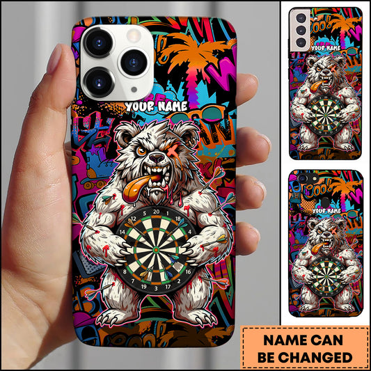 Maxcorners Graffiti Angry Bear Street Art Dartboard Personalized Name 3D Phone Case