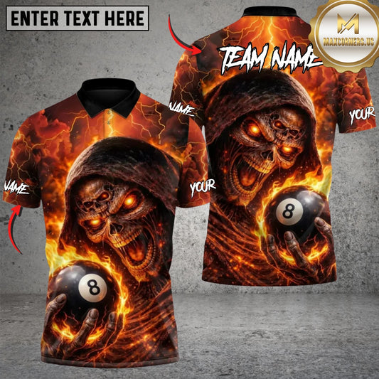 Maxcorners Billiard Hellfire Grim Reaper Multicolor Customized Name, Team Name 3D Shirt