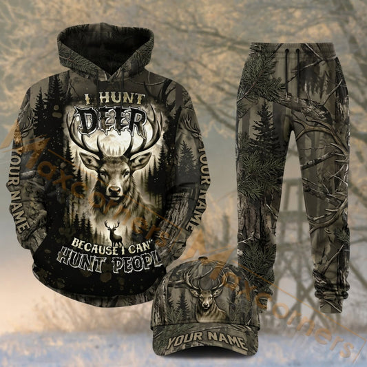 Maxcorners Hunting Deer Skull Hunt Outdoors Woodland Camo Personalized 3D Shirts