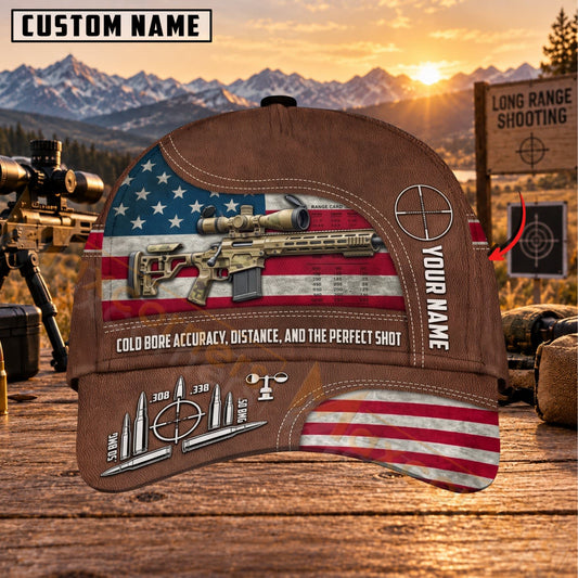 Maxcorners Long Range Shooting Vintage Patriotic Rifle Quote Personalized Name 3D Cap