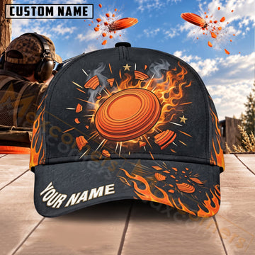 Maxcorners Trap & Skeet Shooting Flaming Clay Target Explosion Personalized Name 3D Cap