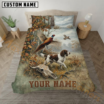 Maxcorners Upland Bird Hunting Rustic Meadow Dog Scene Bedding Set 3D Print Custom Name