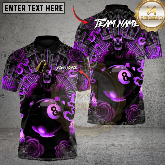 Maxcorners Inferno 8 Ball Billiard Multicolor Customized Name, Team Name 3D Shirt