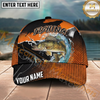 Maxcorners Fishing Orange Black Halftone Water Splash Personalized Name 3D Cap (12 Fish Species)
