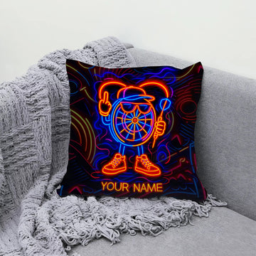 Maxcorners Darts Neon Cartoon Character Multicolor Customized Name 3D Pillow