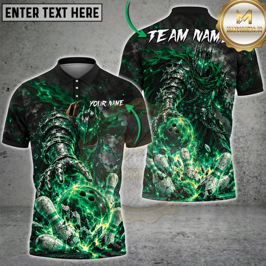 Maxcorners Bowling Fiery Armor Arm Inferno Fire Ball Explosive Pins Graphic Multicolor Customized Name, Team Name 3D Shirts