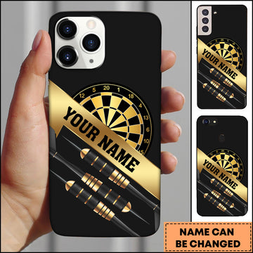 Maxcorners Luxury Gold Black Dartboard Premium Style Personalized Name 3D Phone Case