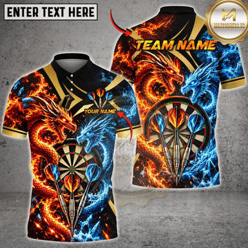 Maxcorners Darts Fire Dragon Electric Blue Dartboard Personalized Name 3D Unisex Shirt