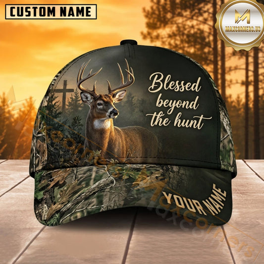 Maxcorners Deer Hunting Whitetail Buck Blessed Beyond the Hunt Sunset Camo Customized Name 3D Cap