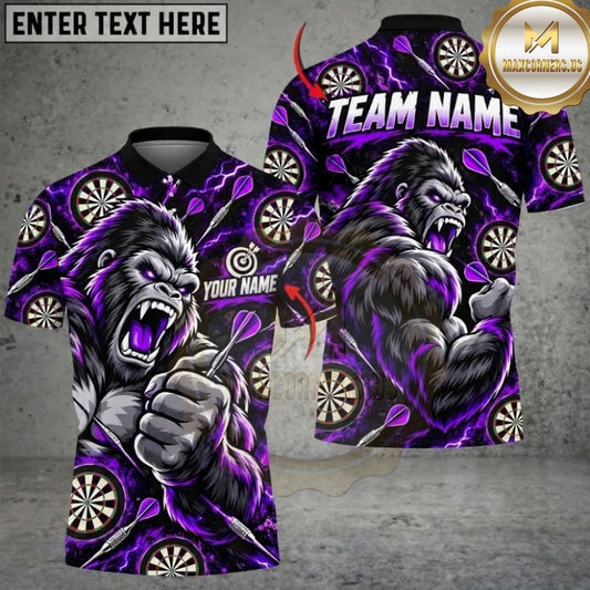 Maxcorners Darts Furious Gorilla Mascot Throwing Dart Target Board Pattern Graphic Multicolor Customized Name, Team Name 3D Shirts
