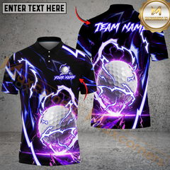 Maxcorners Thunder Strike Golf Polo Shirt, Customized Name & Team Name 3D Shirts (4 Colors)