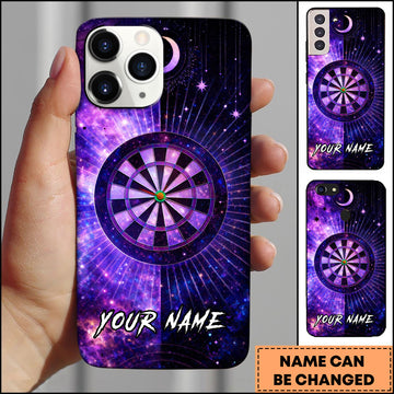 Maxcorners Darts Phonecase Galaxy Purple Space Star Dartboard Personalized Name 3D Phone Case